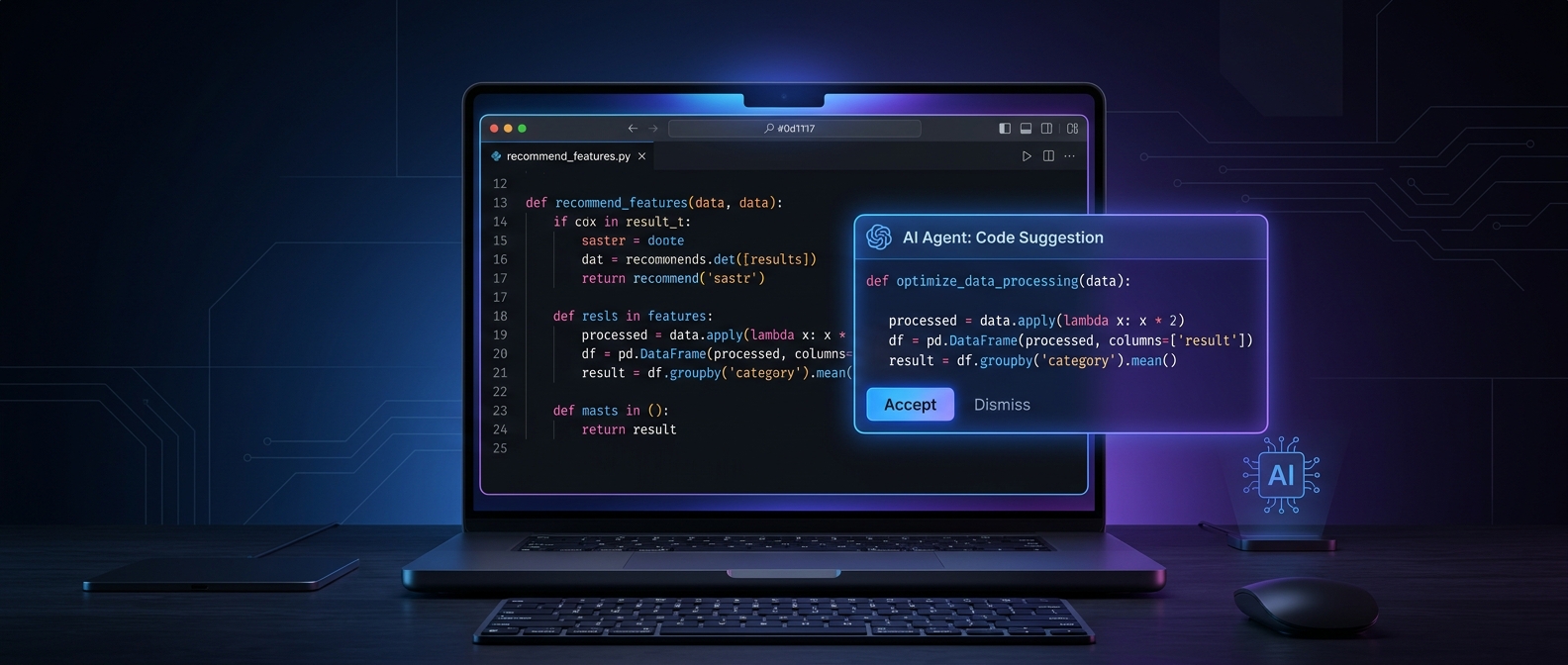 Agente de IA para programar rodando no terminal com sugestões de código, representando ferramentas como Claude Code
