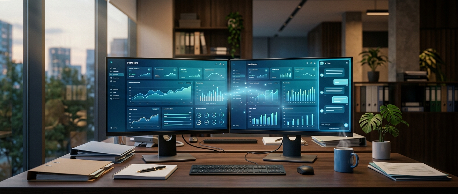 Ferramentas de IA para contabilidade: dashboards e assistente de inteligência artificial em escritório contábil
