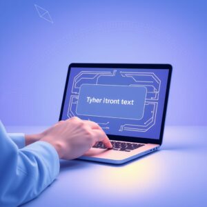Pessoa escrevendo prompt para inteligência artificial em laptop