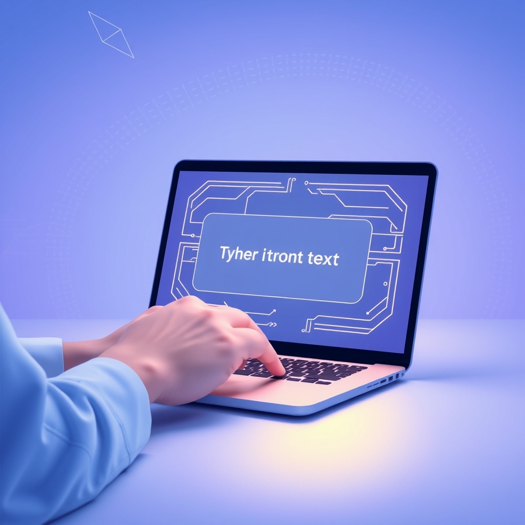 Pessoa escrevendo prompt para inteligência artificial em laptop