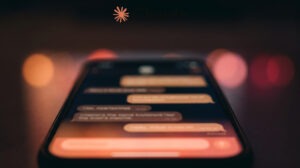 Smartphone com interface de chat de IA — Claude Opus 5