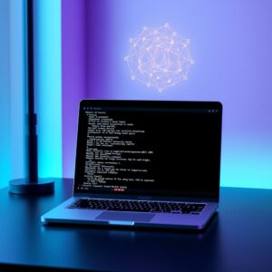 MacBook Pro com terminal mostrando modelo de IA rodando localmente via Ollama