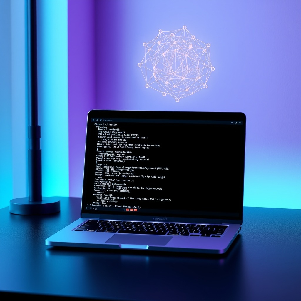 MacBook Pro com terminal mostrando modelo de IA rodando localmente via Ollama