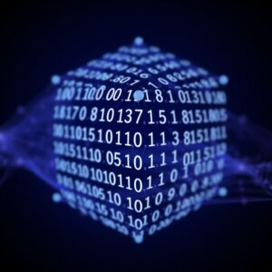 Visualização abstrata de quantização de modelos de IA em formato GGUF 4-bit
