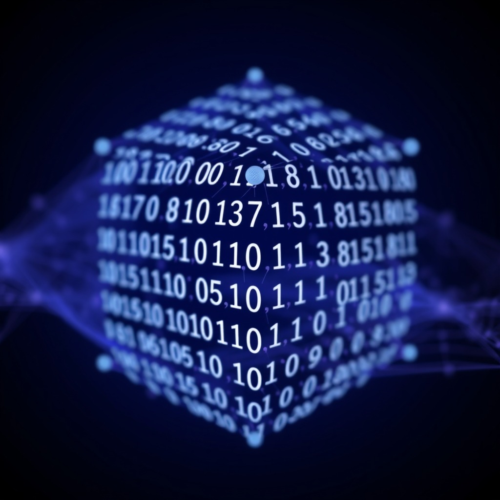 Visualização abstrata de quantização de modelos de IA em formato GGUF 4-bit