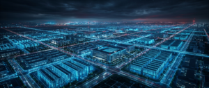 Plano de IA da China 2026: data center futurista com capacidade de compute inteligente de 9.800 exaflops