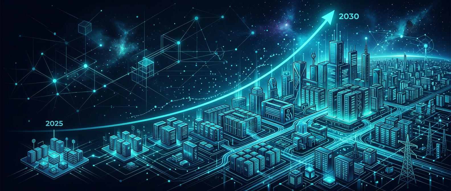 Gráfico de crescimento da capacidade de compute inteligente da China: de 1.590 EFLOPS em 2025 para 9.800 EFLOPS em 2030